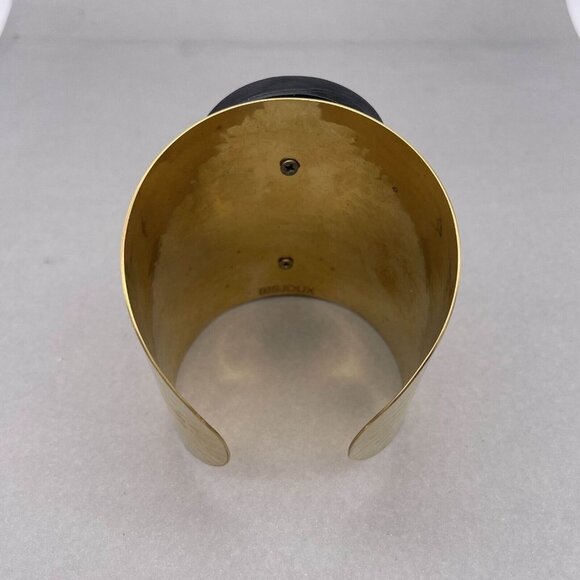 Bisjoux Solid Brass Handmade Hammered Textured Wide Tahiti Cuff Bracelet - Picture 6 of 9